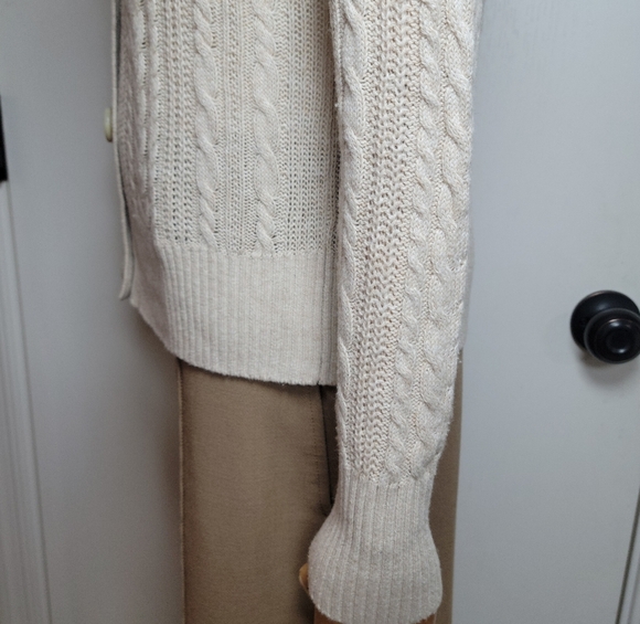 LOFT Cotton-Wool Blend Cable Knit Cardigan Size Small - Picture 6 of 12